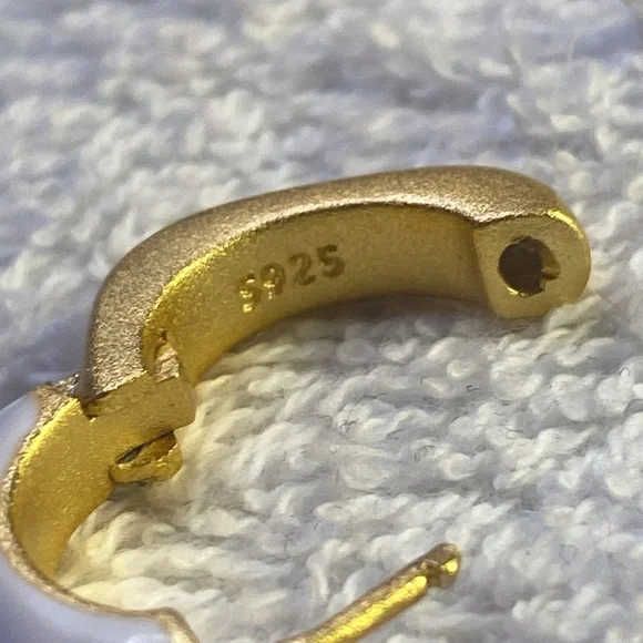 # 16 Sterling Silver Chunky Enamel Huggie Hoop Earrings - Picture 8 of 8